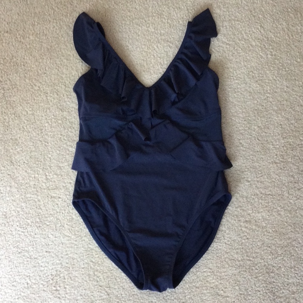 Navy Ruffle One-Piece Swimsuit - Women